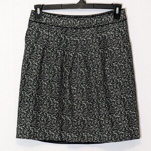 WOMEN'S "Ann Taylor" Silk Blend Short Black Skirt w White/Green Specks; Size 6